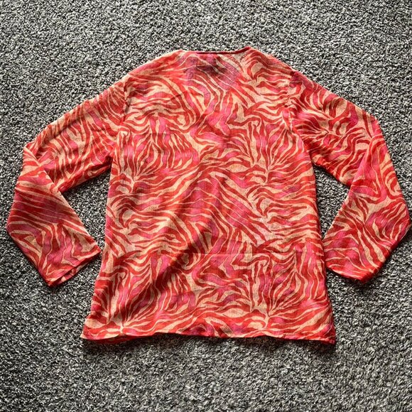 Vintage New Direction Orange Zebra Print Wmn SM Beaded Top Festival Boho Safari - Picture 4 of 8